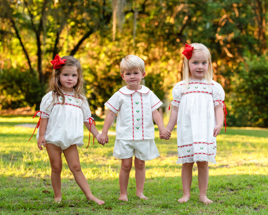 Embroidered Holly Heirloom Short Set