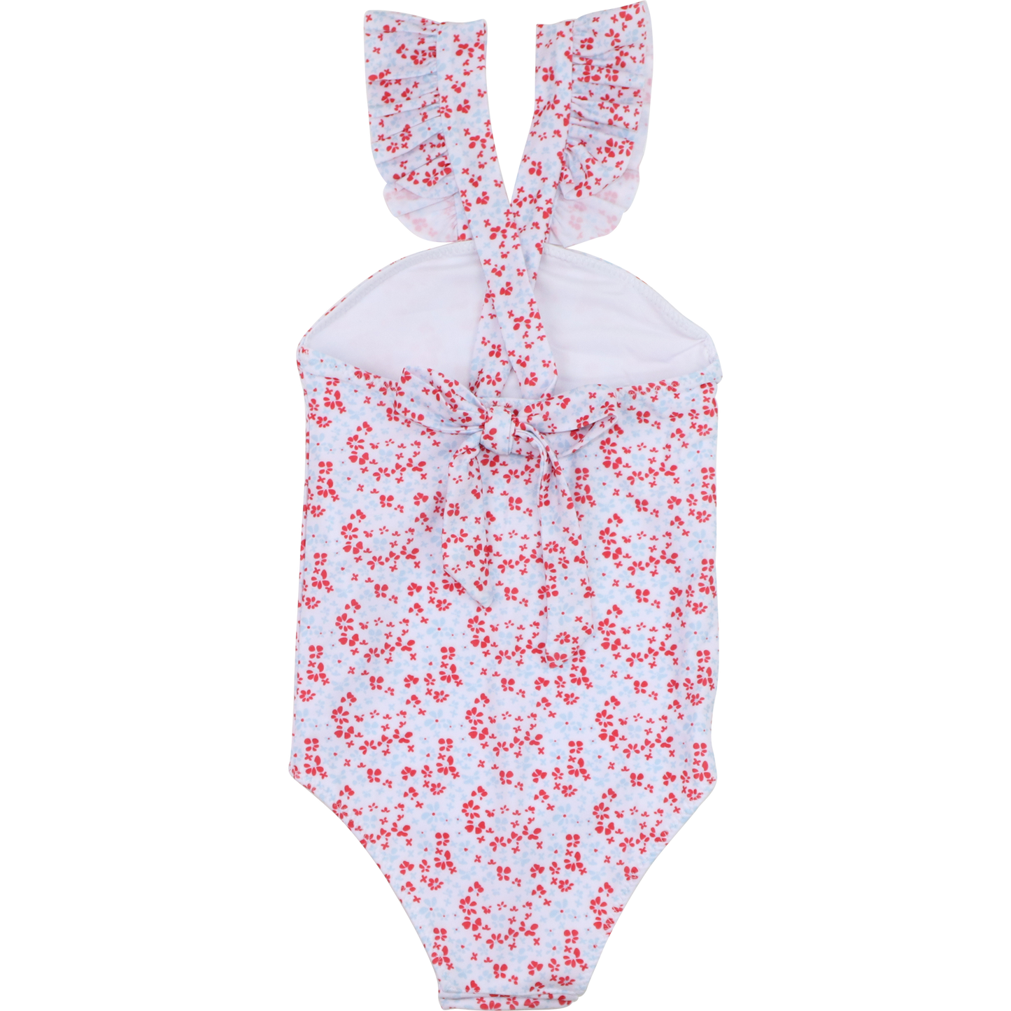 Red And Blue Floral Lycra Swimsuit