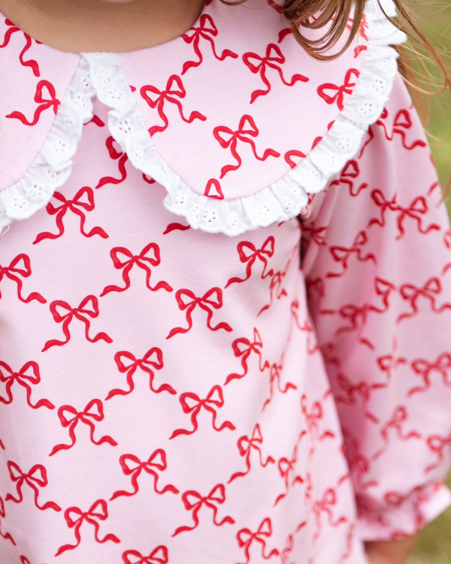 Pink And Red Bow Print Knit Legging Set