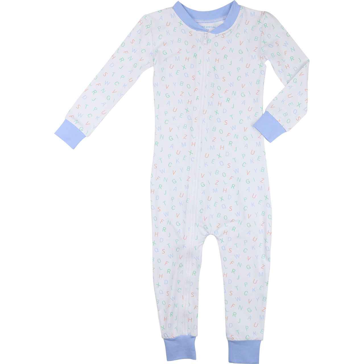 Blue Pastel Alphabet Knit Zipper Pajamas