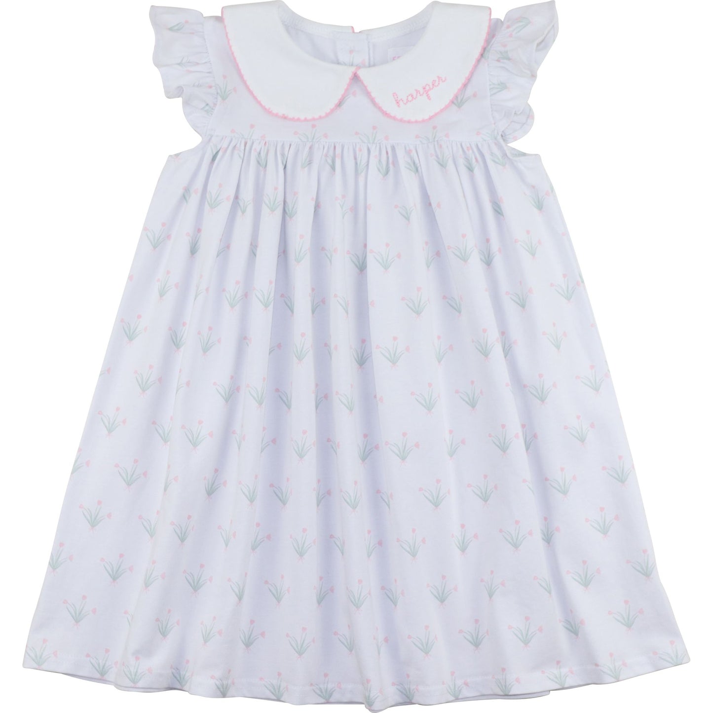 Pink Tulip Print Knit Dress