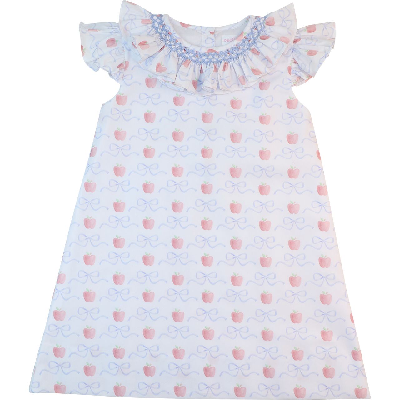 Blue Smocked Apples And Bows Dress