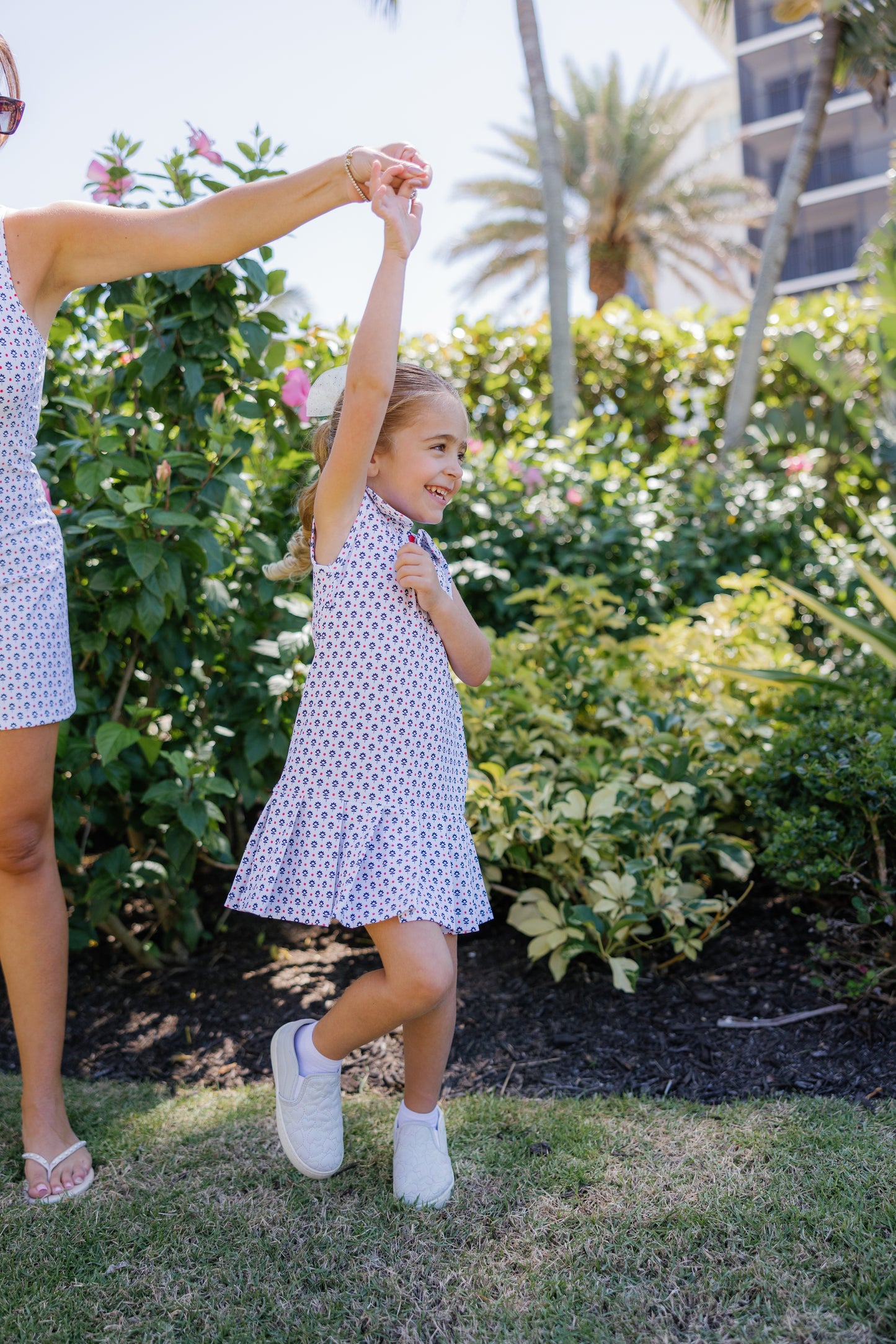 Navy And Red Floral Sloane Tennis Dress