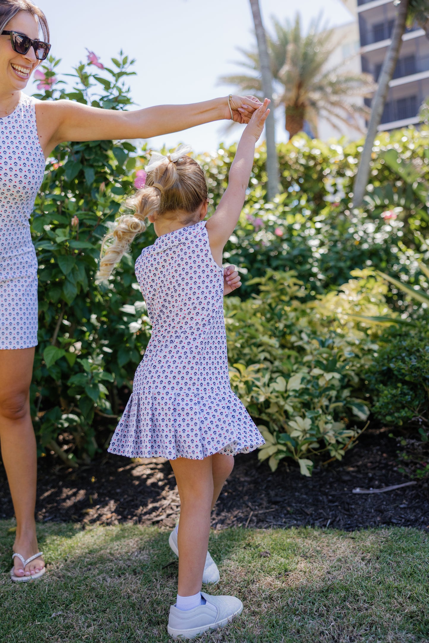 Navy And Red Floral Sloane Tennis Dress
