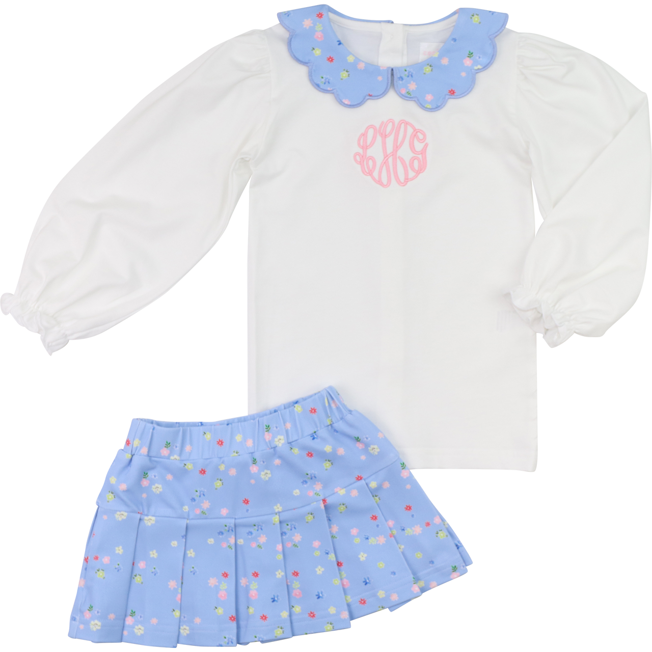 Blue Floral Knit Tennis Set