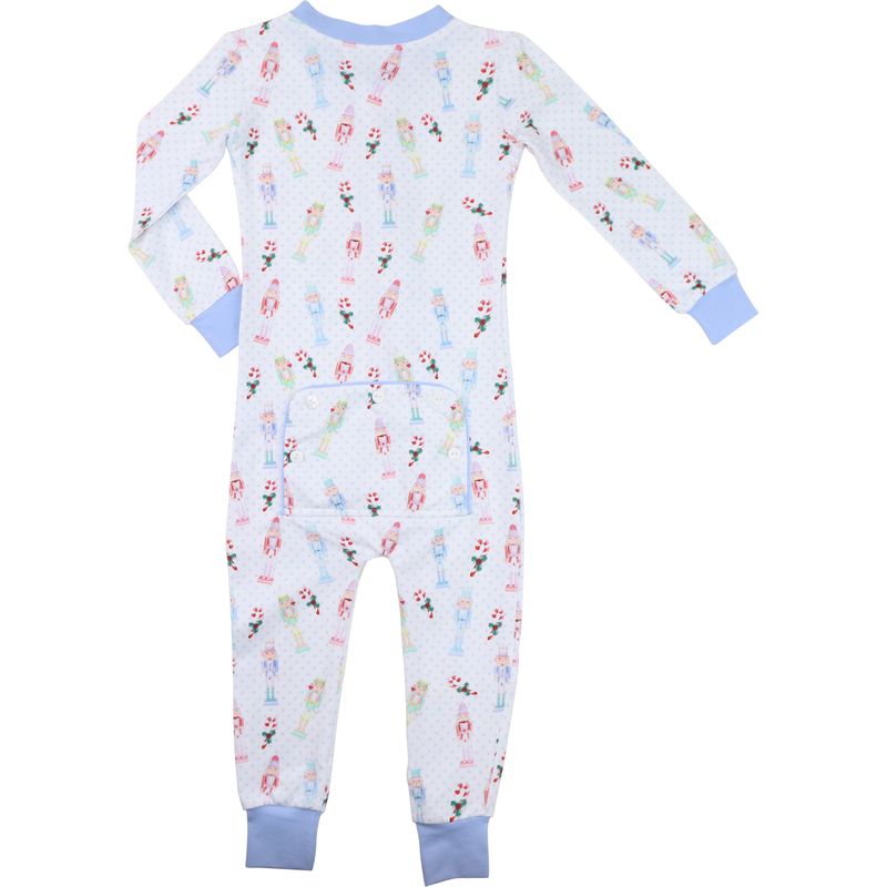 Blue Dot Knit Nutcracker Print Zipper Pajamas