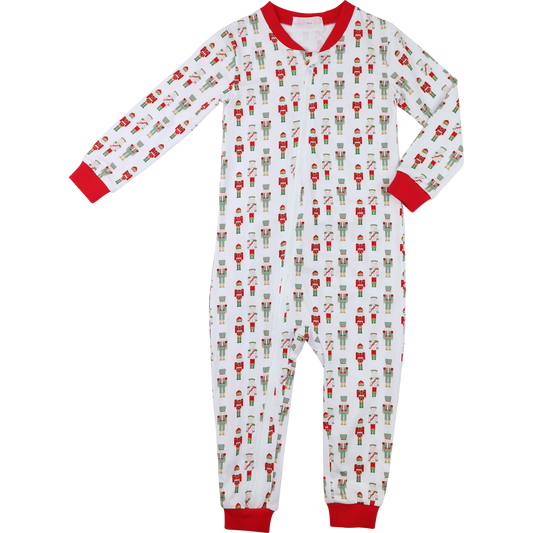 Red And Green Knit Nutcracker Zipper Pajamas
