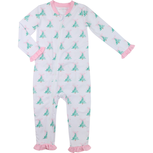 Green And Pink Knit Bow And Tree Pajamas