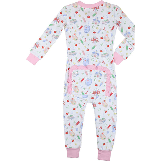 Pink Back To School Knit Zipper Pajamas