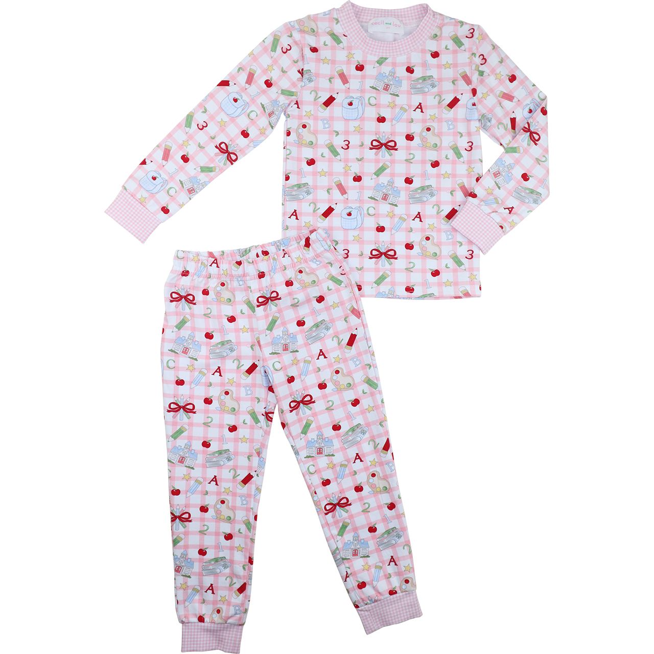Pink Check Back To School Knit Pajamas
