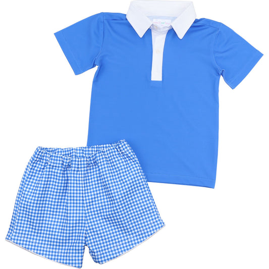 Blue Check Behr Polo Short Set