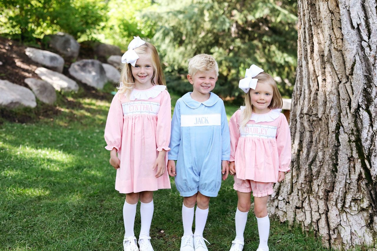 Pink Corduroy Custom Smocked Dress
