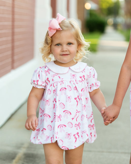 Pink Knit Football And Bow Bubble