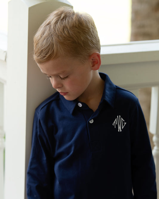 Navy Knit Polo Shirt