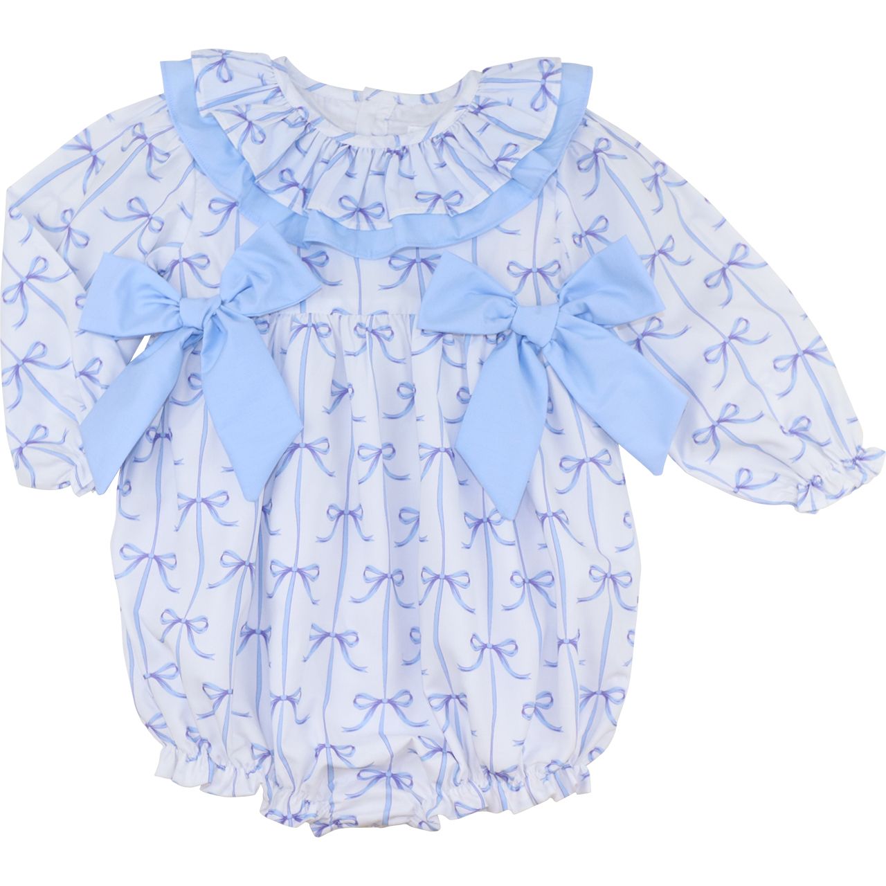Blue Bow Ruffle Bubble