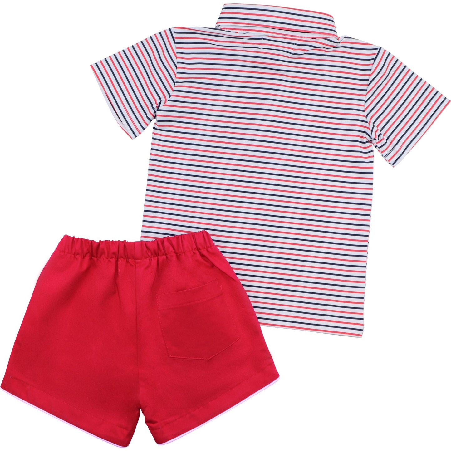 Red And Navy Striped Behr Polo Short Set