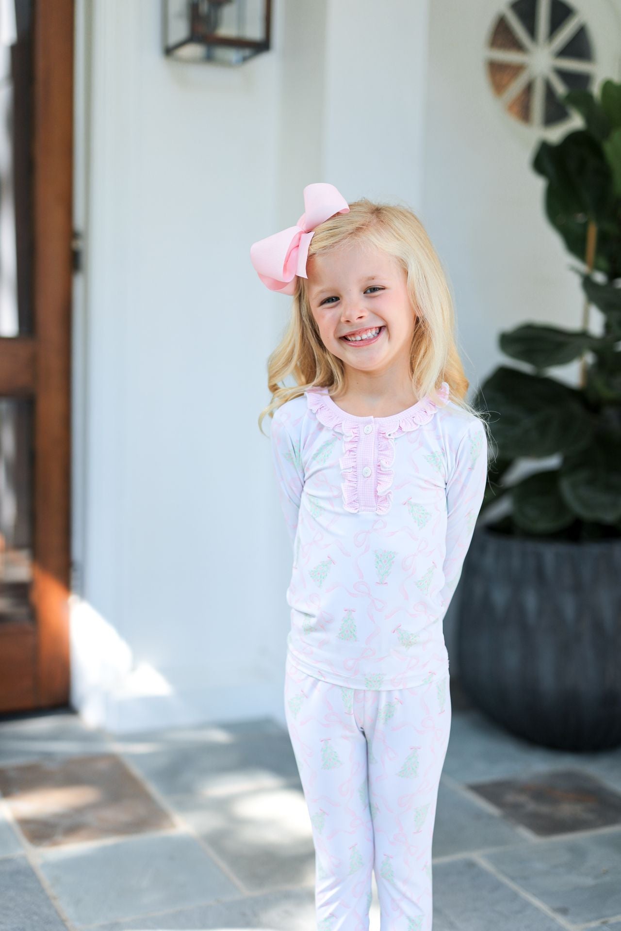 Christmas Tree And Bow Knit Pajamas