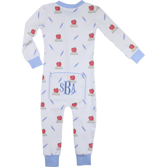 Boys Books And Apples Knit Zipper Pajamas