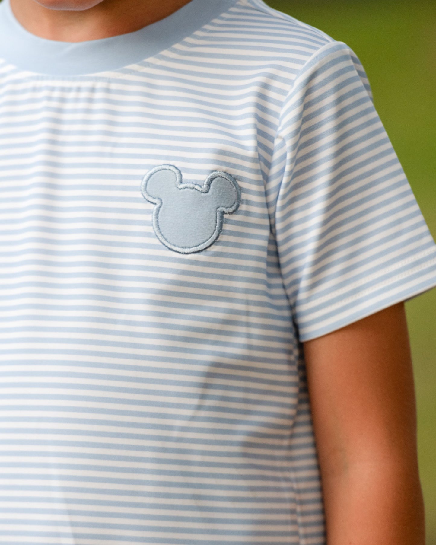 Blue Stripe Knit Mouse Ears Shirt