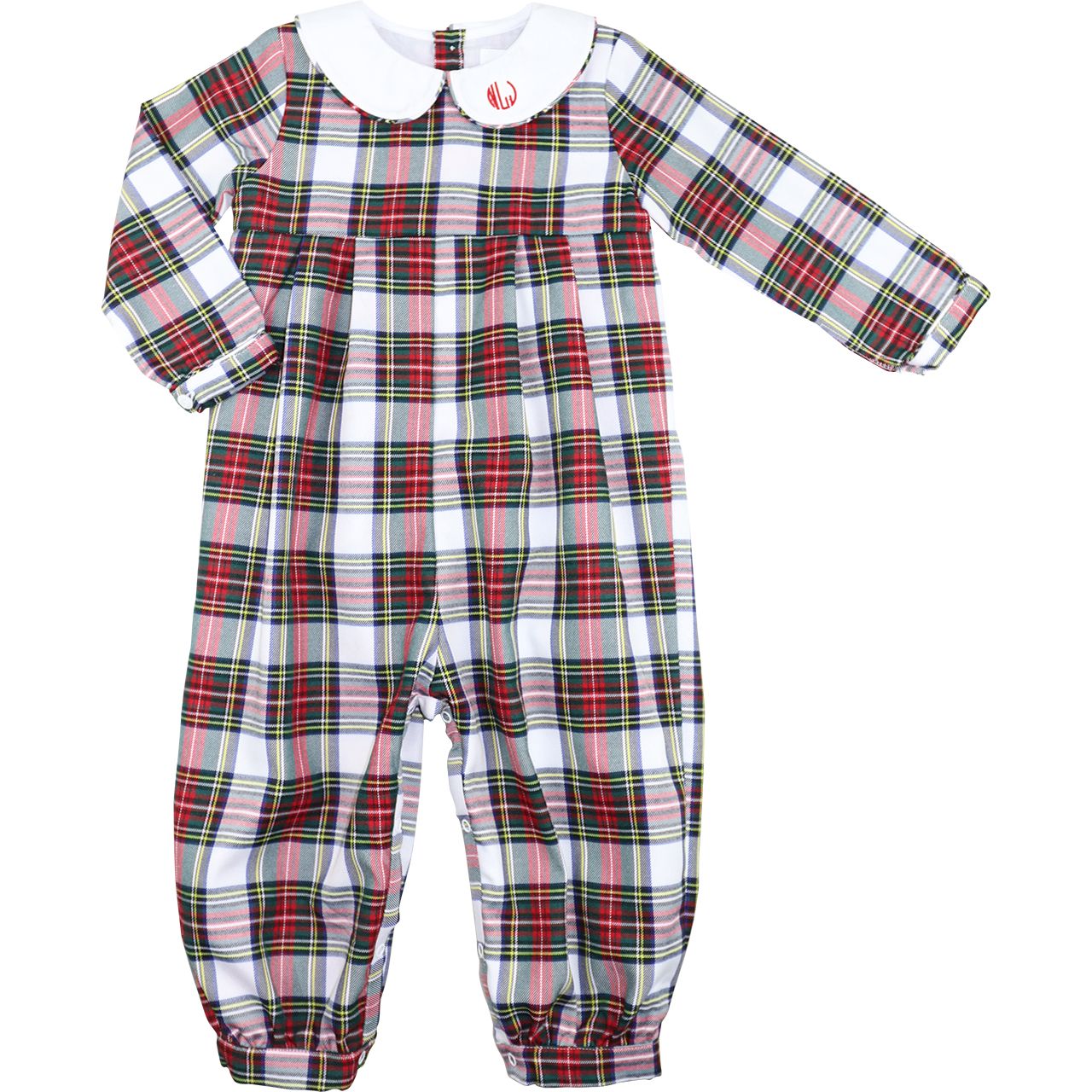 Green And Red Plaid Long Romper