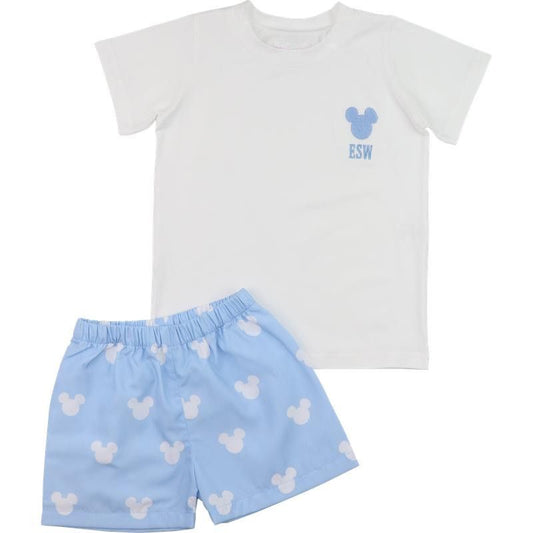 Blue Mouse Ears Short Set