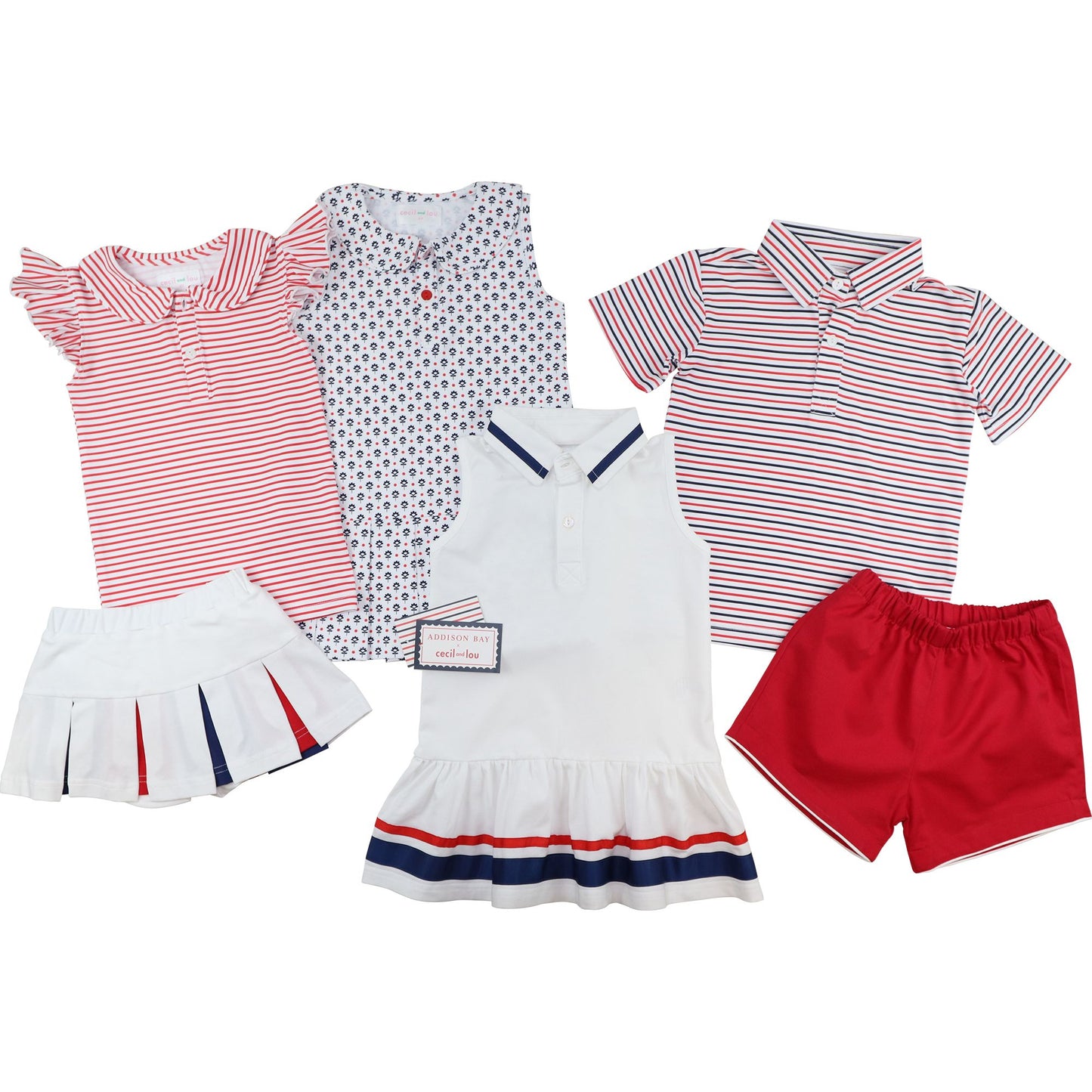 Red And Navy Striped Behr Polo Short Set