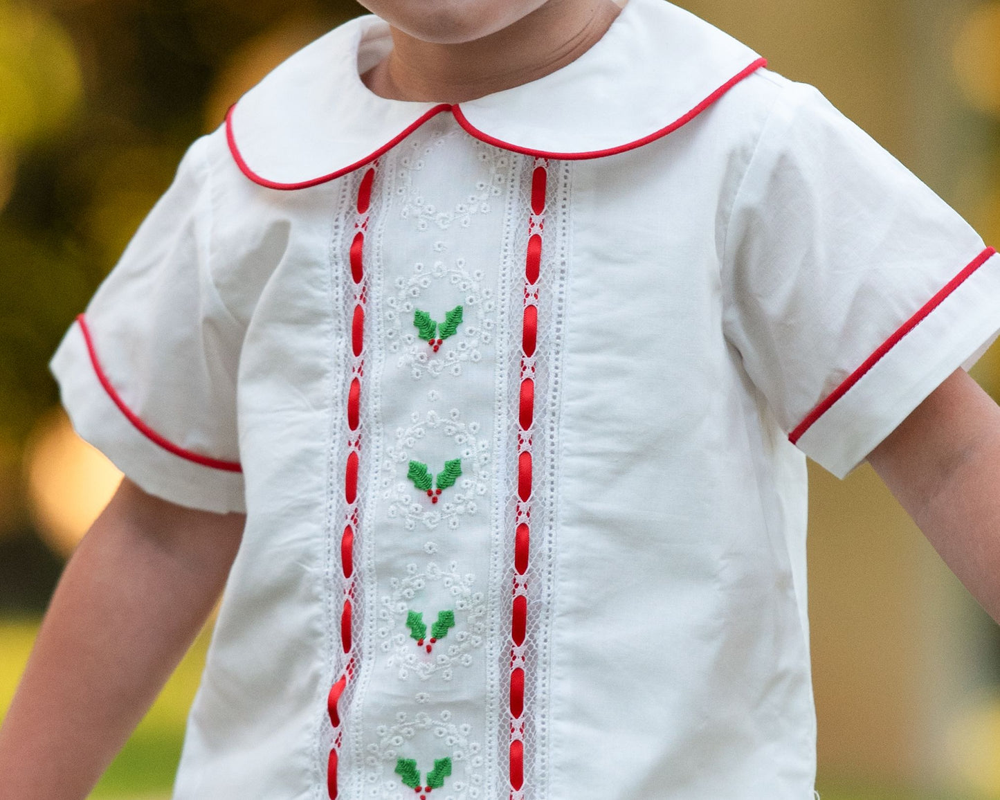 Embroidered Holly Heirloom Short Set