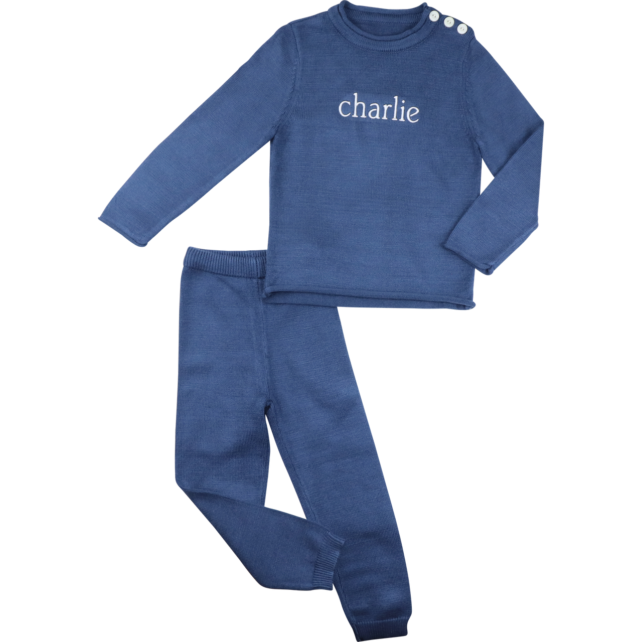 Navy Woven Sweater Set