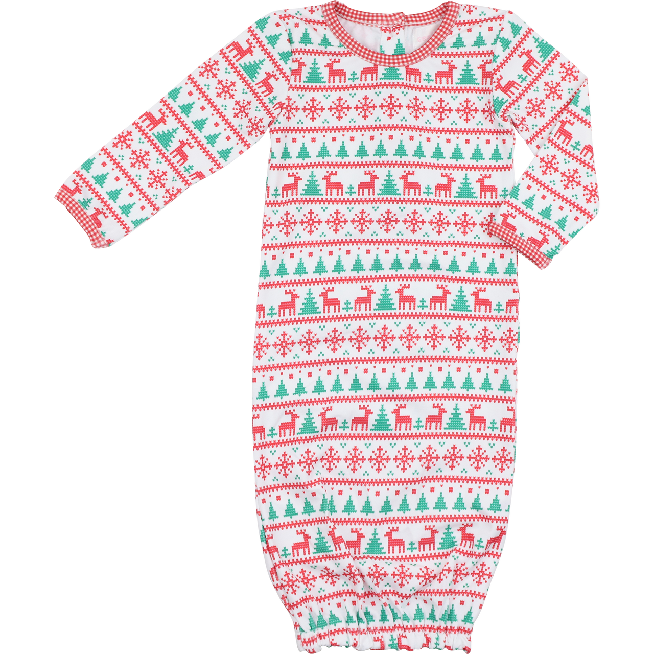Red And Green Knit Holiday Print Baby Gown