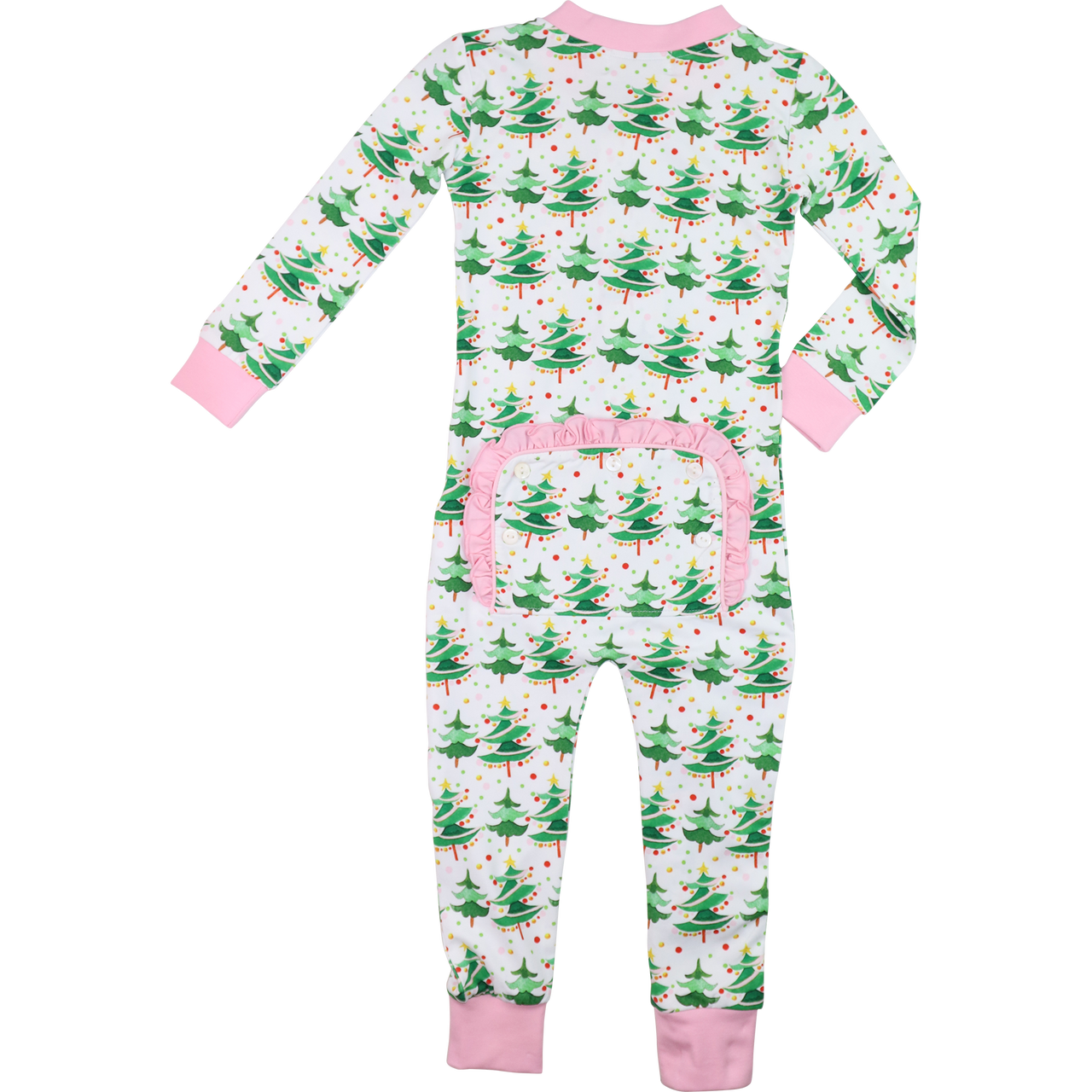 Pink And Green Knit Christmas Tree Zipper Pajamas