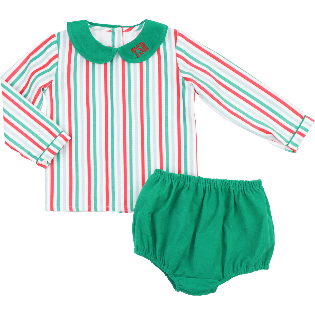 Holiday Striped Corduroy Diaper Set