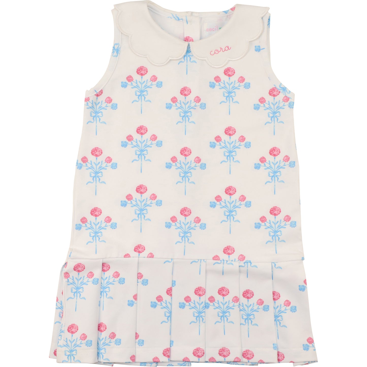 Blue And Pink Bouquet Lycra Tennis Dress