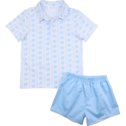 Blue Apple Polo Short Set