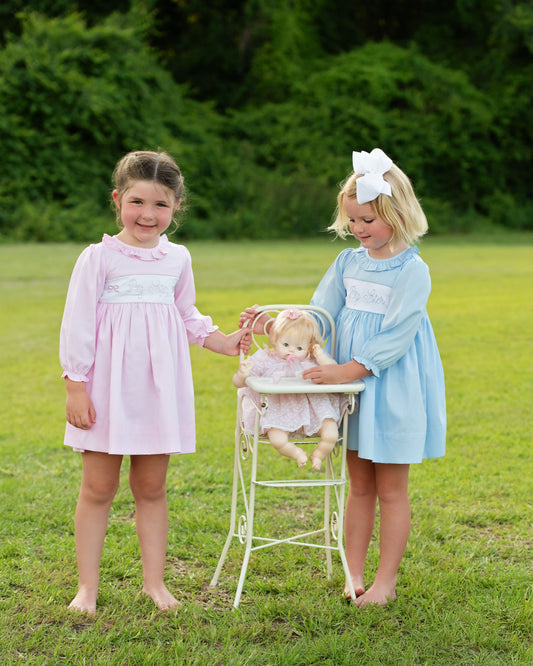 Blue Embroidered Big Sister Dress