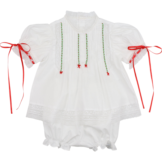Red And Green Embroidered Heirloom Bloomer Set