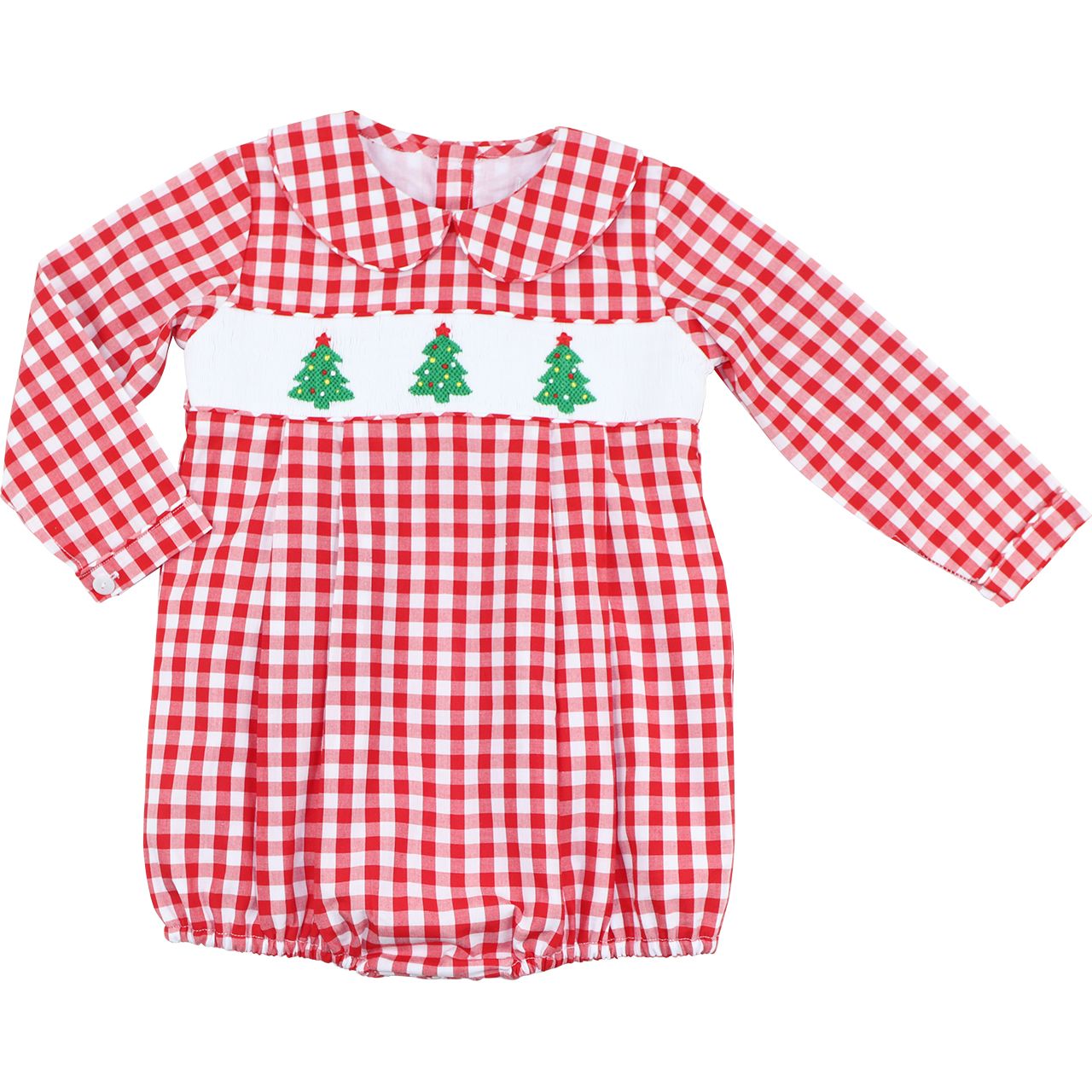Red Check Smocked Christmas Tree Bubble