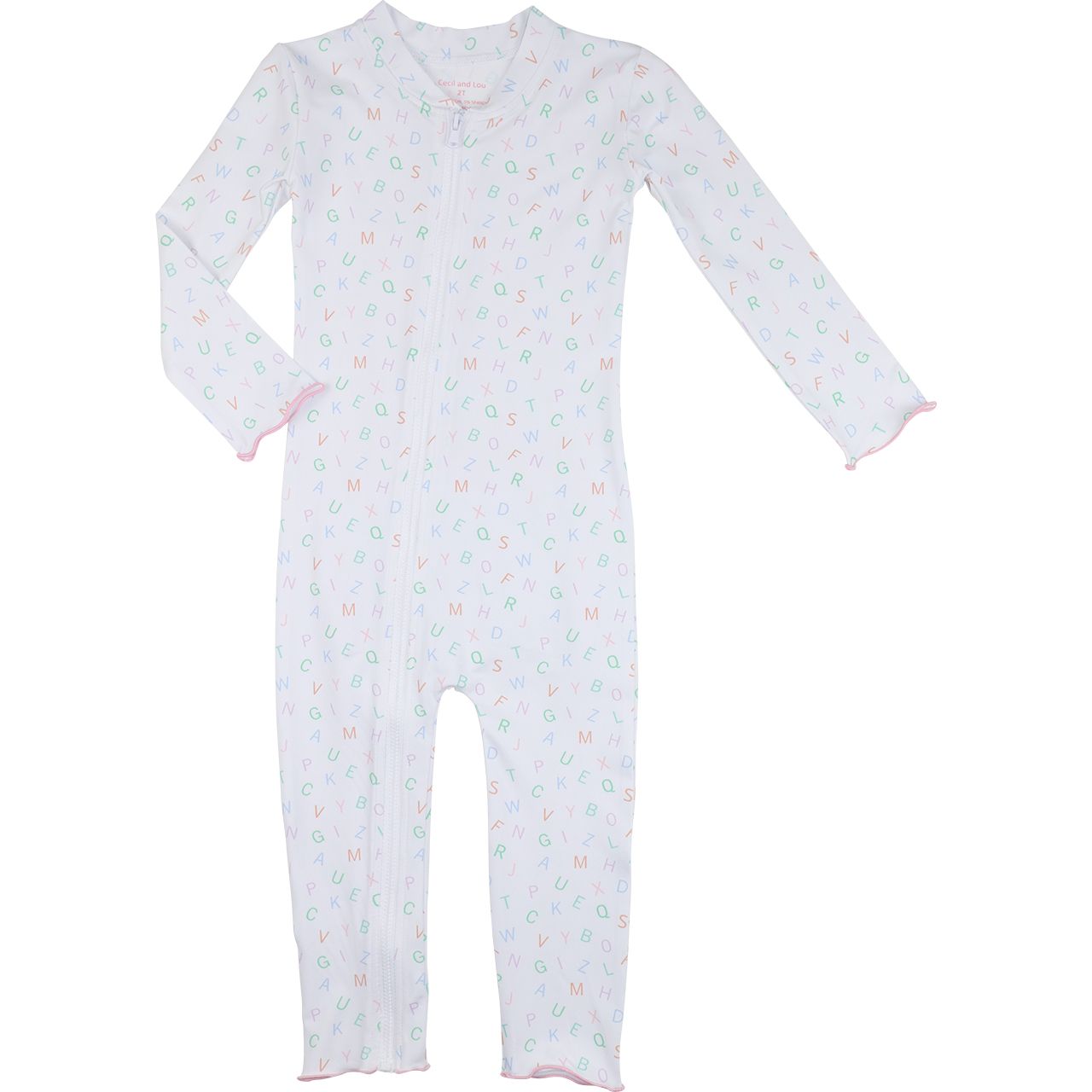 Pink Pastel Alphabet Knit Zipper Pajamas