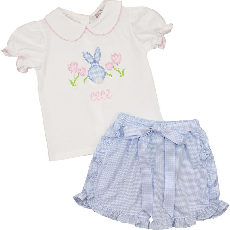 Applique Bunny And Tulip Short Set