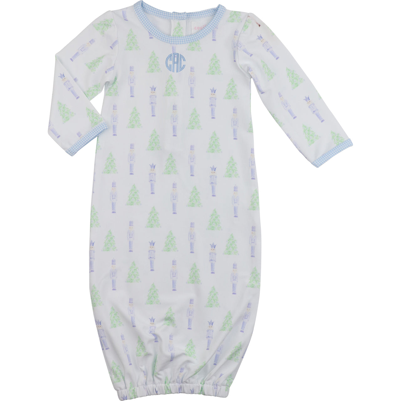 Baby onesie with tree pattern on a white background