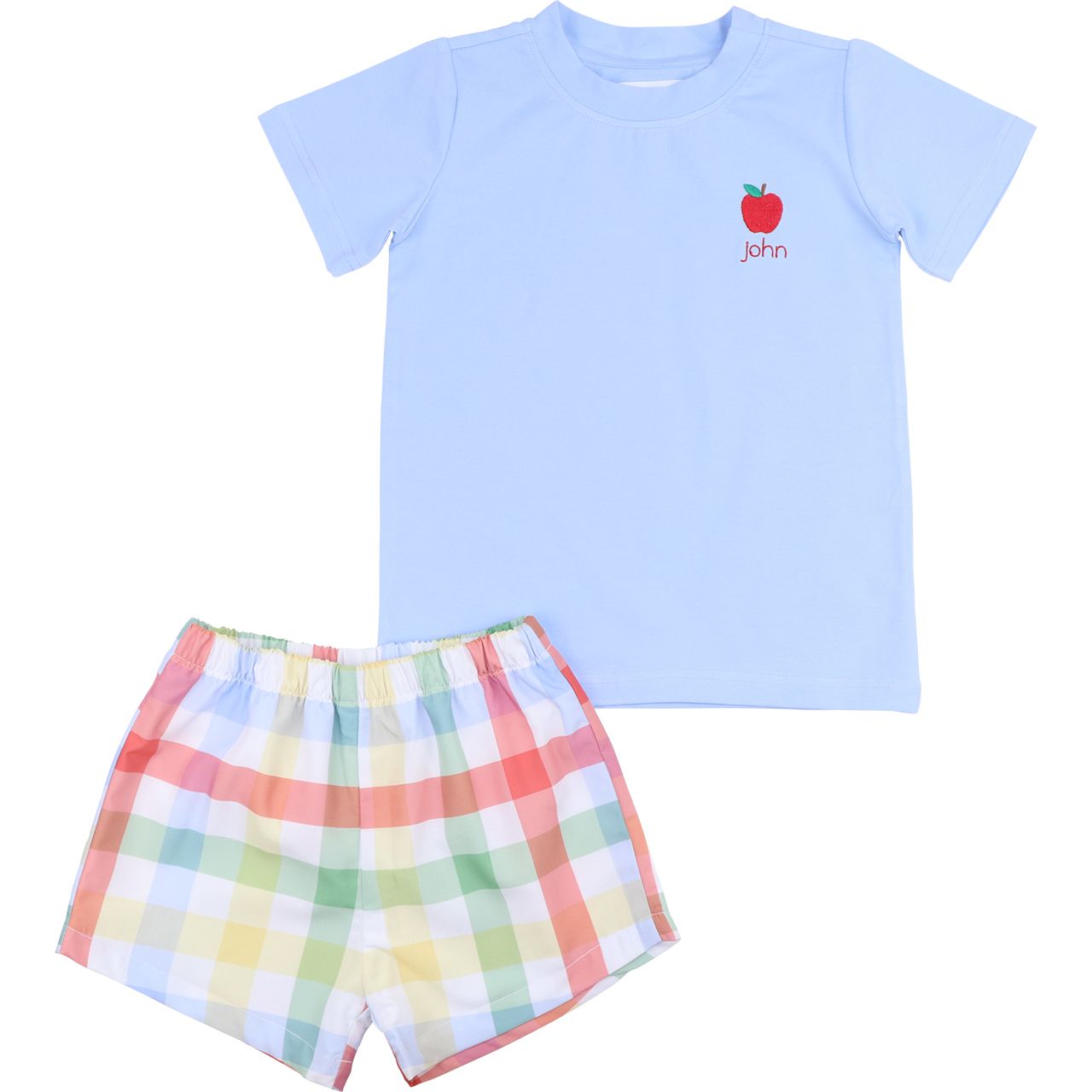 Back To School Plaid Apple Short Set