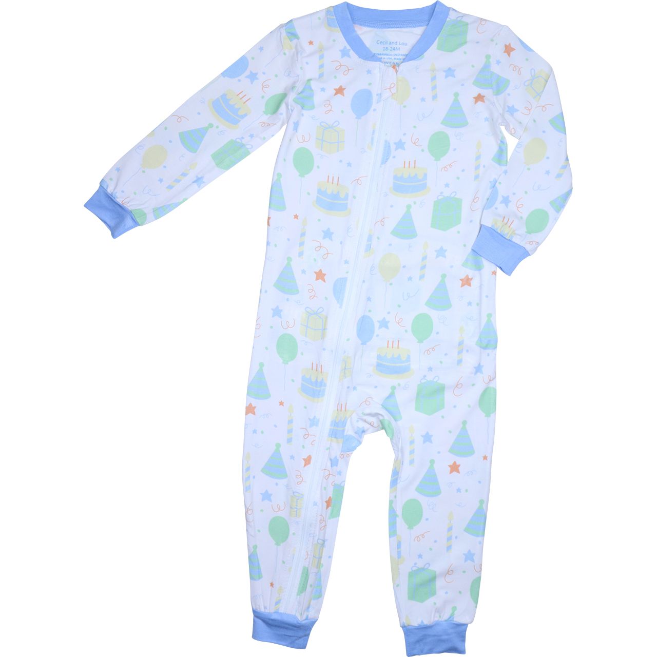 Birthday Cake And Balloons Knit Zipper Pajamas