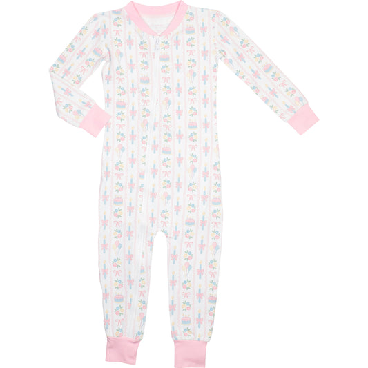 Birthday Cake And Candles Knit Zipper Pajamas front