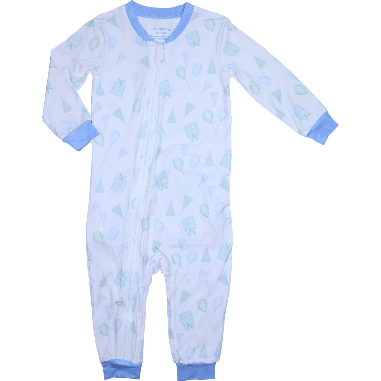 Blue And Green Knit Birthday Zipper Pajamas