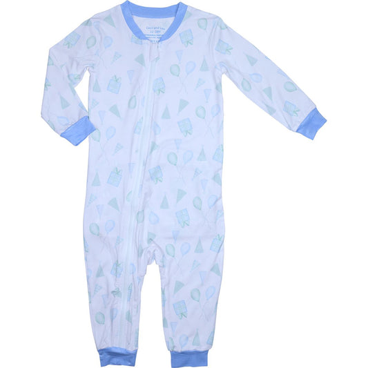 Blue And Green Knit Birthday Zipper Pajamas