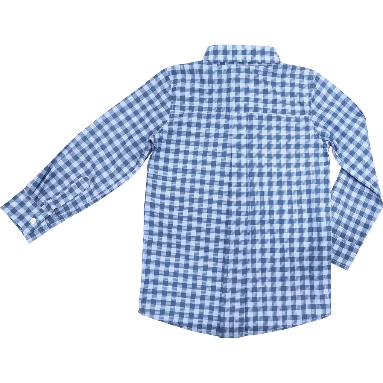 Blue And Navy Check Button Down Shirt Back