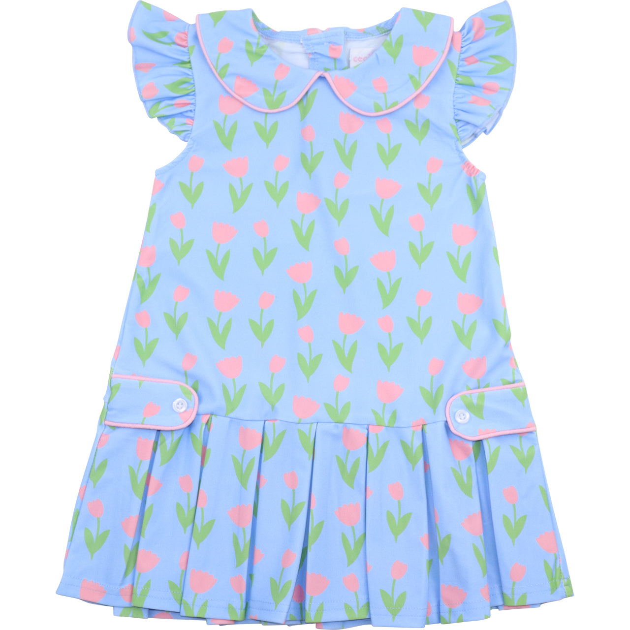 Blue And Pink Tulip Lycra Tennis Dress Size 3T