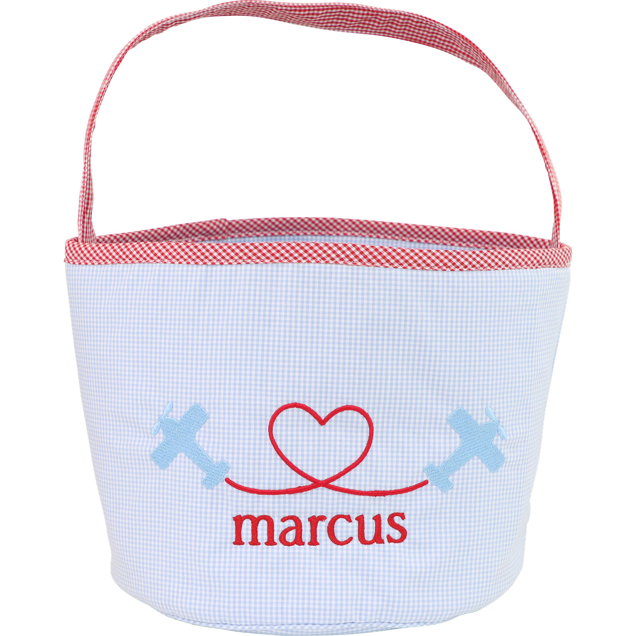 Blue And Red Gingham Valentine Basket