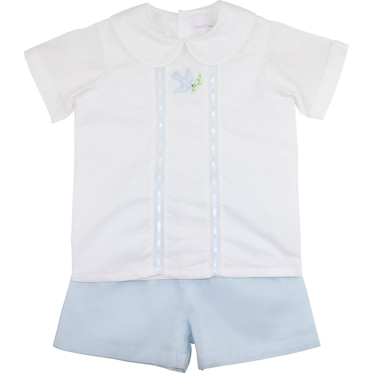 Blue And White Dove Heirloom Short Set