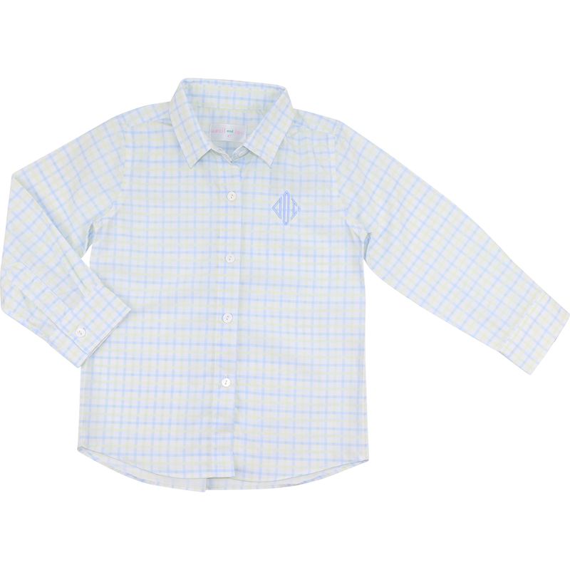 Blue And Yellow Windowpane Button Down Shirt