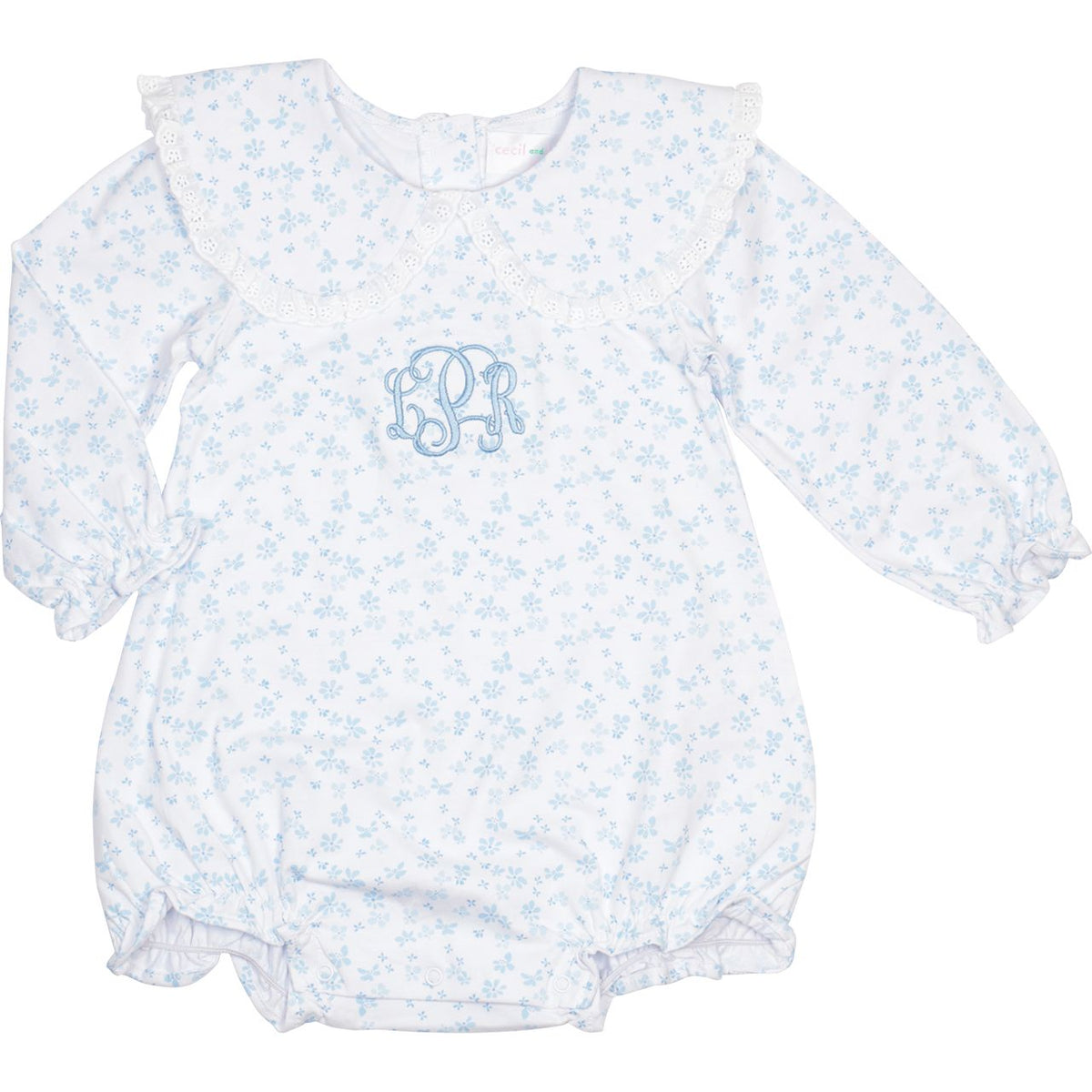 Blue Bouquet And Bow Knit Eyelet Bubble